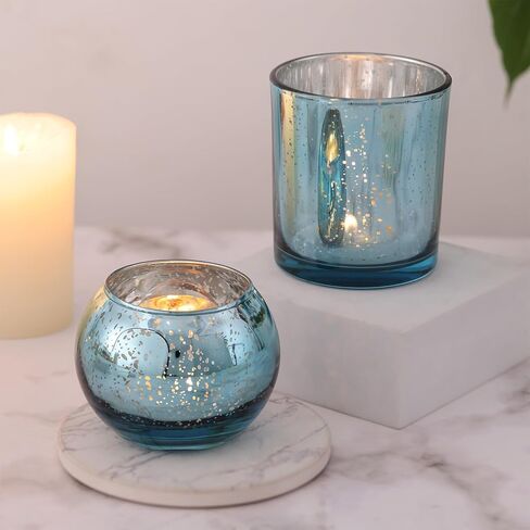 20 Pcs Assorted Gold Votive Candle Holders Bulk, Larger Size Mercury Glass Votives with Round Candle Holder for Wedding Decorations, Tealight Candle Holder for Gold Party Table Centerpieces in Saudi Arabia