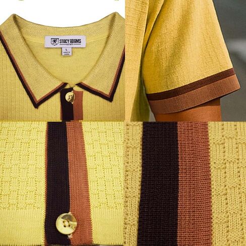 Men’s Short Sleeve Knit Sports Shirt - Modern Polo Vintage Classics: Solid Geometric Jacquard with Color Tipping in Kuwait