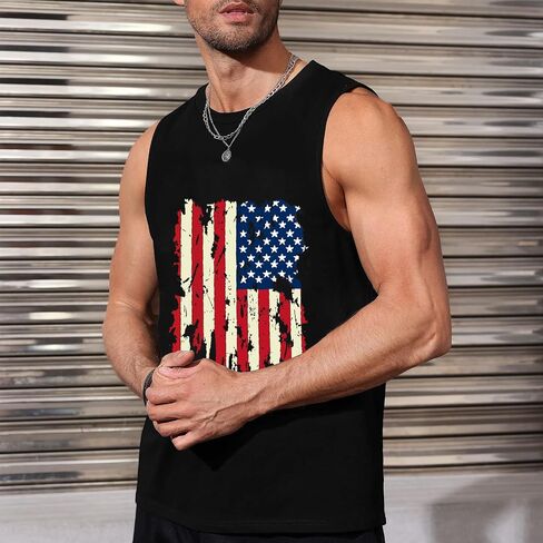 Mens American Flag Tank Top Sleeveless 4th of July Independence Day Tops in Saudi Arabia