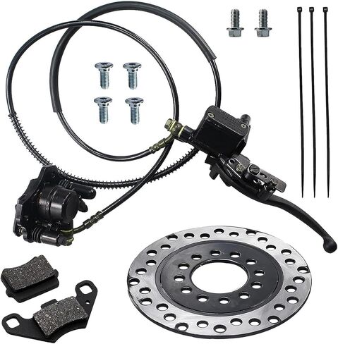 PRO BAT Rear Hydraulic Disc Brake System Caliper Rotor Left Hand Brake Lever Assembly for 50cc 70cc 90cc 110cc 125cc TaoTao Buyang Coolsport Sunl Chinese Quad Dirt Bike ATV Buggy (Black) in Saudi Arabia