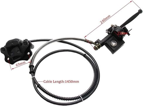 PRO BAT Rear Hydraulic Disc Brake System Caliper Rotor Left Hand Brake Lever Assembly for 50cc 70cc 90cc 110cc 125cc TaoTao Buyang Coolsport Sunl Chinese Quad Dirt Bike ATV Buggy (Black) in Saudi Arabia