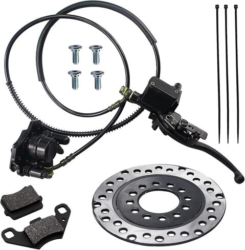 PRO BAT Rear Hydraulic Disc Brake System Caliper Rotor Left Hand Brake Lever Assembly for 50cc 70cc 90cc 110cc 125cc TaoTao Buyang Coolsport Sunl Chinese Quad Dirt Bike ATV Buggy (Black) in Saudi Arabia