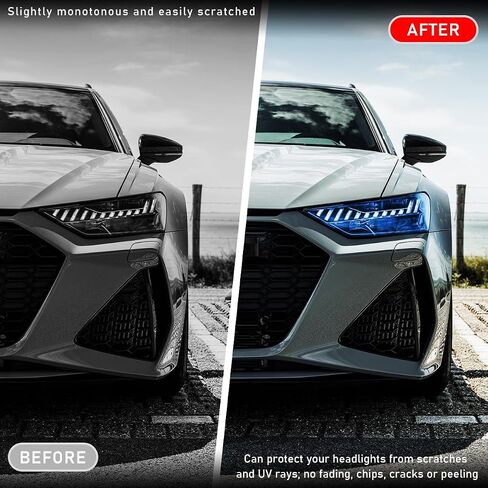 Car Light Tint Film, 46.8" × 11.8" Extra-Wide Waterproof Headlight Taillight Tint Wrap Roll, Self Adhesive Film Sticker Sheet for Car Headlight Tail Lights with Squeegee+Cutter (Matte Black) in Saudi Arabia