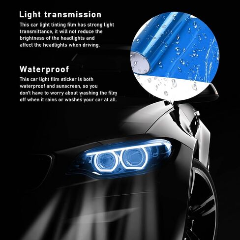 Car Light Tint Film, 46.8" × 11.8" Extra-Wide Waterproof Headlight Taillight Tint Wrap Roll, Self Adhesive Film Sticker Sheet for Car Headlight Tail Lights with Squeegee+Cutter (Matte Black) in Saudi Arabia