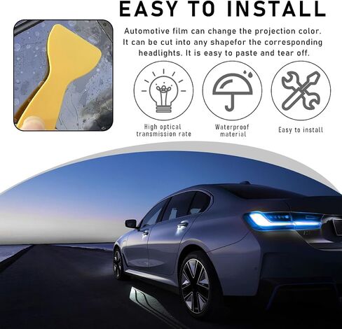 Car Light Tint Film, 46.8" × 11.8" Extra-Wide Waterproof Headlight Taillight Tint Wrap Roll, Self Adhesive Film Sticker Sheet for Car Headlight Tail Lights with Squeegee+Cutter (Matte Black) in Saudi Arabia