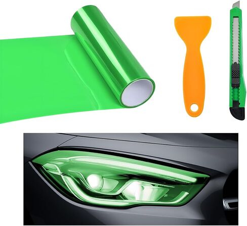 Car Light Tint Film, 46.8" × 11.8" Extra-Wide Waterproof Headlight Taillight Tint Wrap Roll, Self Adhesive Film Sticker Sheet for Car Headlight Tail Lights with Squeegee+Cutter (Matte Black) in Saudi Arabia
