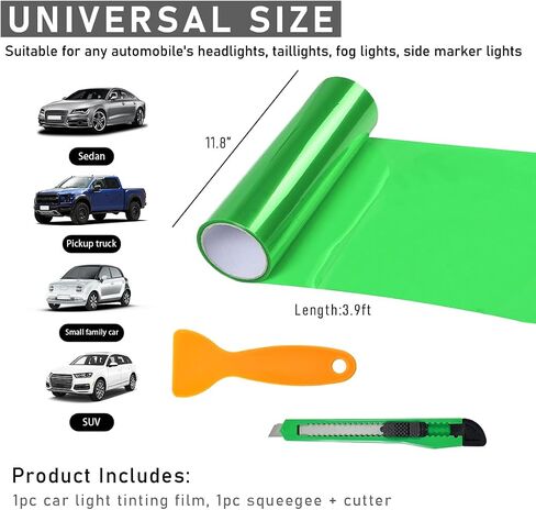 Car Light Tint Film, 46.8" × 11.8" Extra-Wide Waterproof Headlight Taillight Tint Wrap Roll, Self Adhesive Film Sticker Sheet for Car Headlight Tail Lights with Squeegee+Cutter (Matte Black) in Saudi Arabia