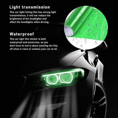 Car Light Tint Film, 46.8" × 11.8" Extra-Wide Waterproof Headlight Taillight Tint Wrap Roll, Self Adhesive Film Sticker Sheet for Car Headlight Tail Lights with Squeegee+Cutter (Matte Black) in Saudi Arabia