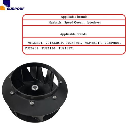 SURPOUF 70359801P Blower Fan Fits For Huebsch Speed Queen and Ipso Dryer Replaces 70123301, 70123301P, 70248601, 70248601P, 70359801, TU20281, TU21120, TU218171 in Saudi Arabia