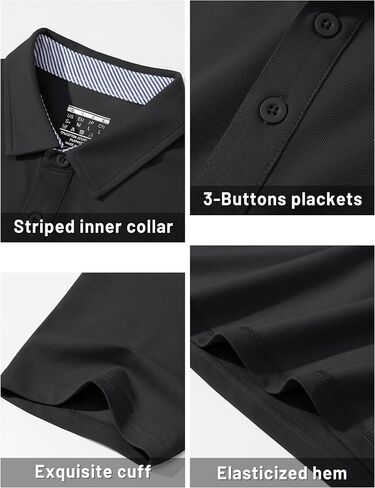 TACVASEN Mens Polo Shirts Golf Shirt Short Sleeve Pique Cooling Performance Moisture Wicking 3 Buttons Tops in Kuwait