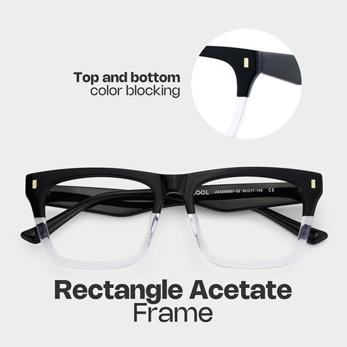 إطارات نظارات Zeelool Rectangle للرجال ، إطار نظارات نظارات الأسيتات مع عدسة واضحة والمفصلات المعدنية Brookins Zjga996987 in Saudi Arabia