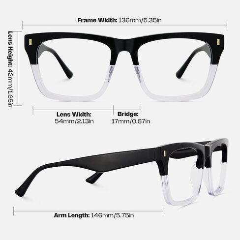 إطارات نظارات Zeelool Rectangle للرجال ، إطار نظارات نظارات الأسيتات مع عدسة واضحة والمفصلات المعدنية Brookins Zjga996987 in Saudi Arabia