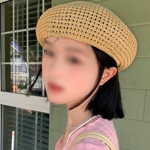 Women Summer Straw Woven Sunhat Beret Artist Painter Sun Hat Cap in Saudi Arabia