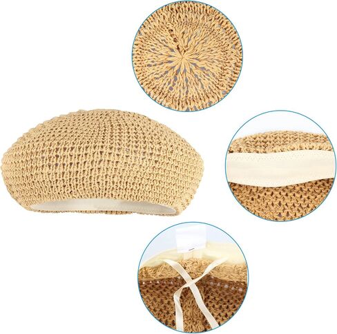Women Summer Straw Woven Sunhat Beret Artist Painter Sun Hat Cap in Saudi Arabia