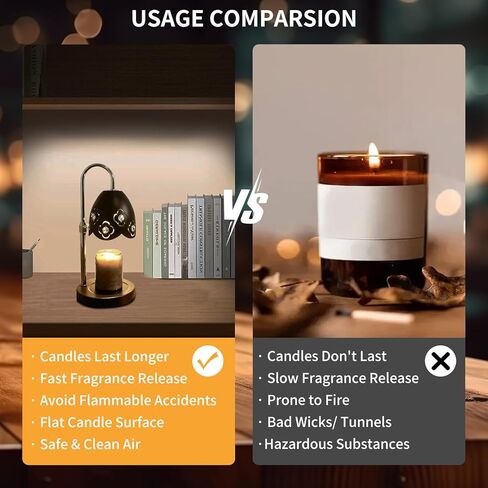 Candle Warmer Lamp with Timer，Adjustable Height Electric Candle Lamp Warmer，Dimmable Wax Melt Warmer with 3 Bulbs for Jar Candles，Mom Christmas Birthday Gifts for Women New Home Office Decor (Walnut) in Saudi Arabia