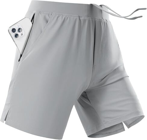 Mens Athletic Workout Shorts 7 inch Quick Dry Gym Short with Pockets, Exercise Running Sports Tennis Shorts in Saudi Arabia