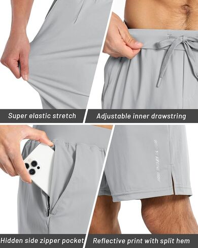 Mens Athletic Workout Shorts 7 inch Quick Dry Gym Short with Pockets, Exercise Running Sports Tennis Shorts in Saudi Arabia