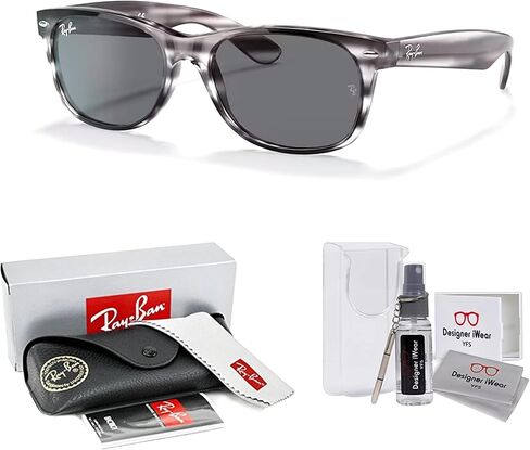 Ray Ban RB2132 NEW WAYFARER 622/17 52M Rubber Black/Grey Mirror Blue Sunglasses For Men For Women in Saudi Arabia