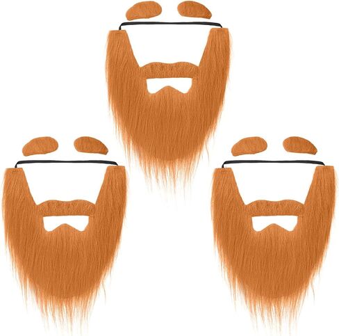Zeyune 3 Set Fake Beard with Eyebrow Old Man Mustache Costume Halloween Accessories for Party Cosplay in Saudi Arabia