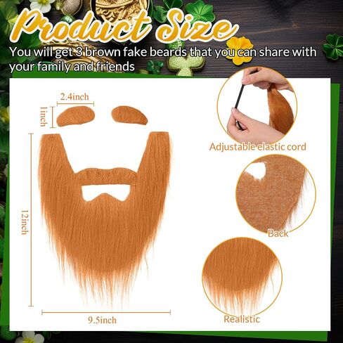 Zeyune 3 Set Fake Beard with Eyebrow Old Man Mustache Costume Halloween Accessories for Party Cosplay in Saudi Arabia