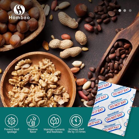 2000cc 50 Packs Food Grade Oxygen Absorbers - 2 Packs x 1 Vacuum Bag for Long Term Food Freshness - O2 Absorber for Canning & Preserving in Saudi Arabia