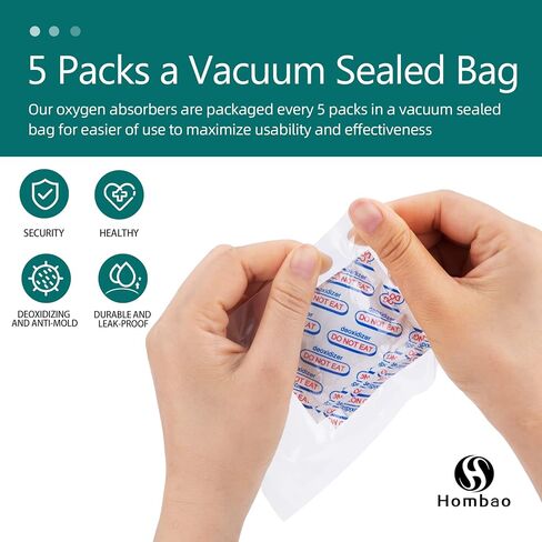 2000cc 50 Packs Food Grade Oxygen Absorbers - 2 Packs x 1 Vacuum Bag for Long Term Food Freshness - O2 Absorber for Canning & Preserving in Saudi Arabia
