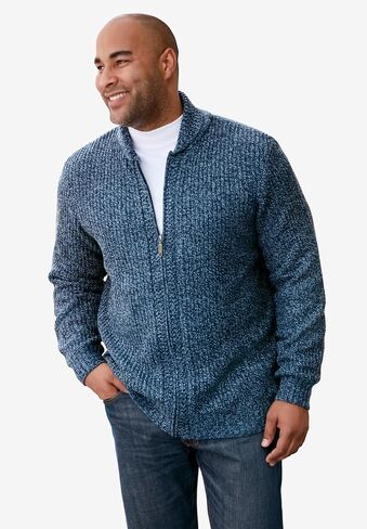 KingSize Men's Big & Tall Shaker Knit Zip-Front Cardigan in Saudi Arabia
