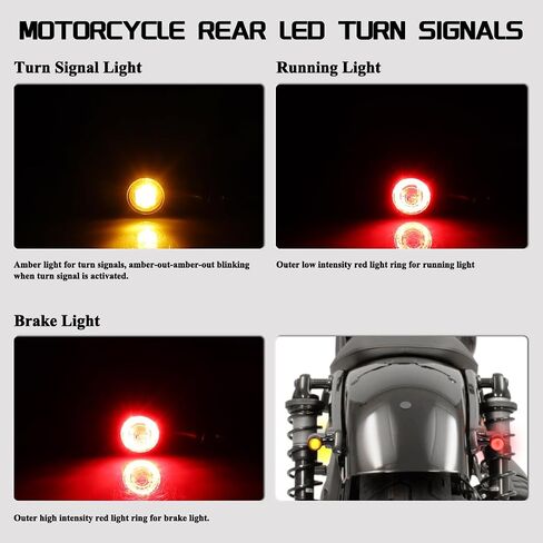 Universal Mini Rear LED Turn Signals 12V Motorcycle LED Tail Lights Red Brake Taillights Compatible with Honda Grom Suzuki Yamaha VStar Triumph Kawasaki Harley Sportster Chopper Bob in Saudi Arabia