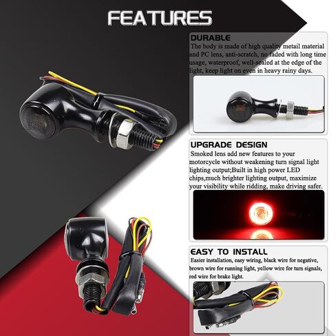 Universal Mini Rear LED Turn Signals 12V Motorcycle LED Tail Lights Red Brake Taillights Compatible with Honda Grom Suzuki Yamaha VStar Triumph Kawasaki Harley Sportster Chopper Bob in Saudi Arabia