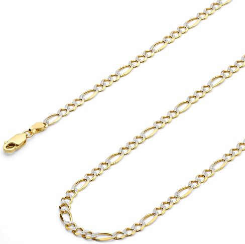 The World Jewelry Center 14k Real Yellow Gold Solid Men's 5.5mm Figaro 3+1 Open Chain Bracelet with Lobster Claw Clasp - 8" in Saudi Arabia