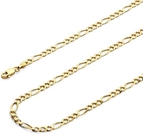 The World Jewelry Center 14k Real Yellow Gold Solid Men's 5.5mm Figaro 3+1 Open Chain Bracelet with Lobster Claw Clasp - 8" in Saudi Arabia