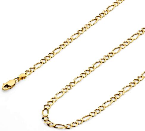 The World Jewelry Center 14k Real Yellow Gold Solid Men's 5.5mm Figaro 3+1 Open Chain Bracelet with Lobster Claw Clasp - 8" in Saudi Arabia