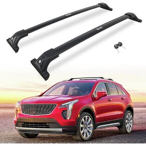 265 رطل قفل قضبان قضبان رف سقف رف مناسبة لكاديلاك XT6 2020-2025 و XT4 2019-2025 أشرطة الألومنيوم بار الشحن البار ملحقات الأمتعة على السطح ، لحقيبة التخزين كاياك على الجليد زورق الزورق