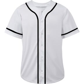Men's Blank Baseball Jersey, Hip Hop Button Down Baseball Shirt, Custom Short Sleeve Sports Uniform