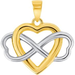 14k Two Tone Gold Interlocking Heart Infinity Love Symbol Pendant