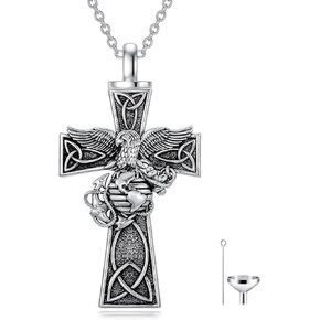 Marines Corps Urn Necklace 925 Sterling Silver Marines Corps Urn Pendant Marines Gifts Cremation Jewelry for Men Father Husband