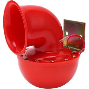 Car Horn, 150db Red Air Horn Electric Bull Horn Cow Sound Metal Horn for Truck Train Boat Motorcycle