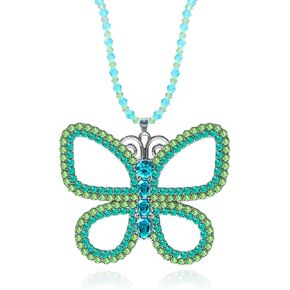 Big Green Butterfly Choker Necklace - Sparkly Green Butterfly Pendant Necklace for Women Halloween Christmas Jewelry Gift