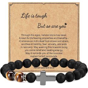 Get Well Soon Gifts for Men,Natural Healing Stone Inspirational Bracelets,Recovery Gifts After Surgery