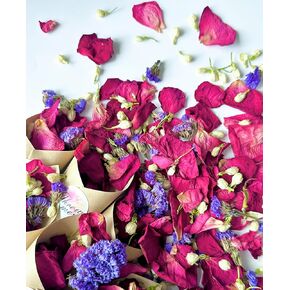 Biodegradable Wedding Confetti,Dried Flower Petals - Natural Dried Rose, Jasmine & Forget-Me-Not Petals (20 Cups) | Eco-Friendly for Flower Girl, Church, Christmas, Valentine’s Decor