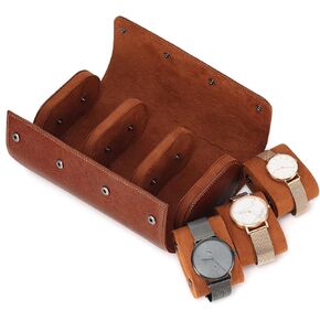 JOYIR Watch Roll Travel Genuine Leather Case Watch Travel Case Gift with Pillow for Men,Travel Watch Case or Organizer for Storage and Display for Father's Day