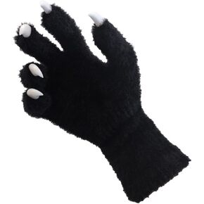 Kigurumi paws & Fursuit paws, kig Ver, Black Furry Costume Gloves with White Claws, Cosplay Paw Gloves