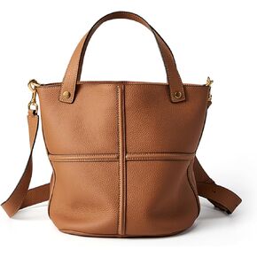 Genuine Leather Bucket Bags for Women, Crossbody Tote with Adjustable Strap and Top Handle