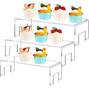 3 Pcs Extra Large 12,11,10.25 Inch Acrylic Display Risers Clear Acrylic Shelf Riser Display Stands 5 mm Thick Rectangular for Collectibles Figures