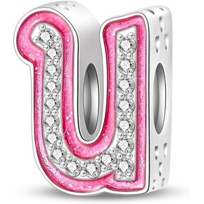 Barbie Pink Letter Charms for Pandora Bracelets Necklaces DIY A-Z Alphabet Initial Beads for Women Jrwelry Gift