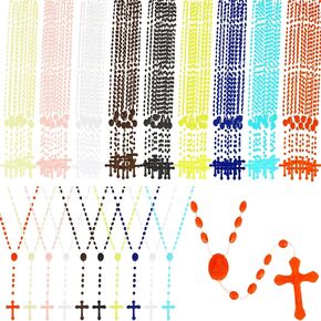 120 PCS Cross Cross Beads Necklace Bulk Multicolor Prayer عبرت الخرز للكنيسة لصالح حزب عيد الفصح الديني ، 10 ألوان