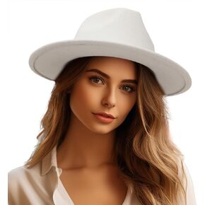GEMVIE Women & Men Multi-Color Fedora Hat Wide Brim Floppy Panama Hat with Belt Buckle