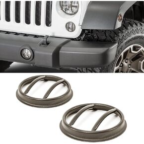 TACTIK Euro Style Fog Light Guard Pair, Gloss Black - Fits Jeep Wrangler JK 2007-2018 - Heavy-Duty Rust Resistant Steel Light Covers - Rugged Off-Road Protection for All-Weather Coverage