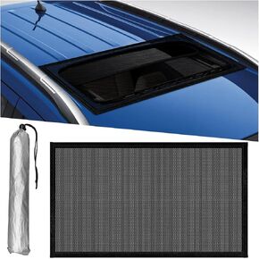 Car Sunroof Sun Shade Breathable Mesh, Magnetic Auto Moonroof UV Protection Cover for Side Window, Universal Roof Shade Net Accessories for Overnight Camping, Parking on Trips