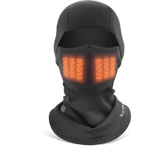 Heated Balaclava Winter，Heated ski Mask Suitable for Men and Women，Windproof Heated Hat for Motorcycle Riding (No Battery Black